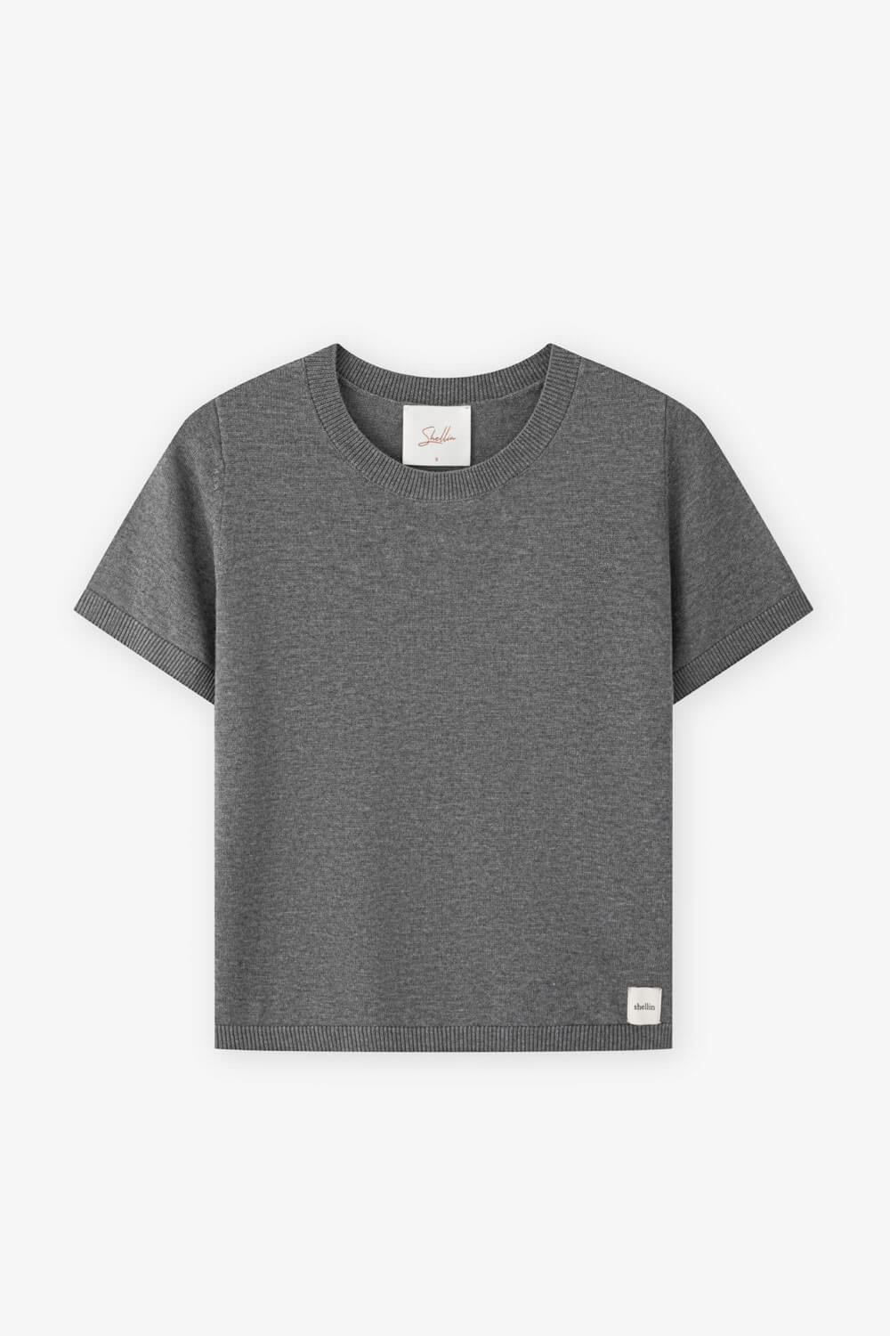 布章針織短袖上衣