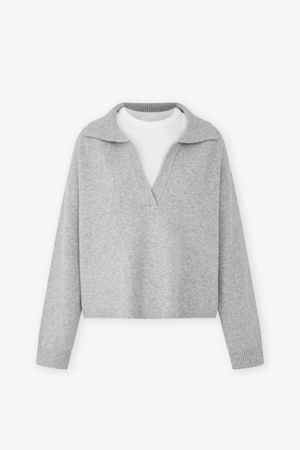 兩件式針織翻領上衣