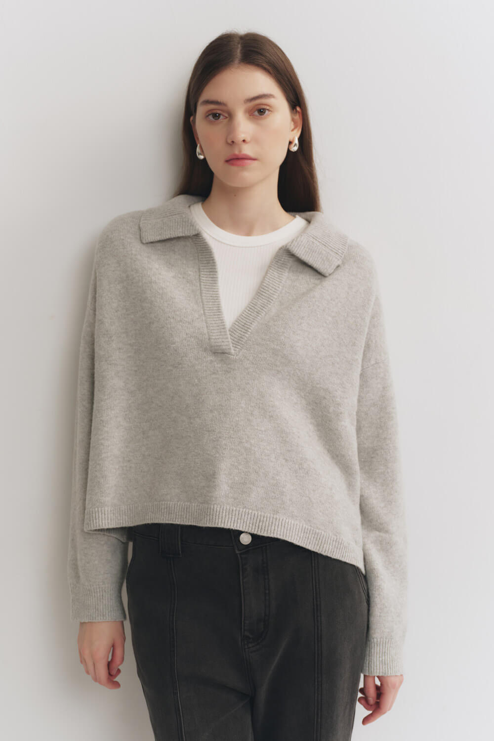 兩件式針織翻領上衣