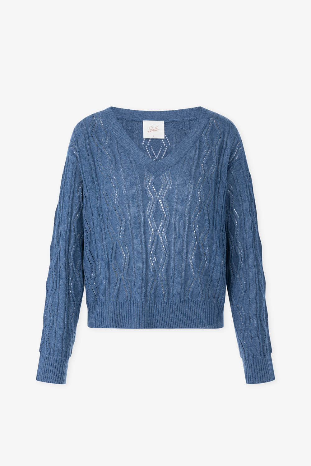 V領鏤空織花上衣