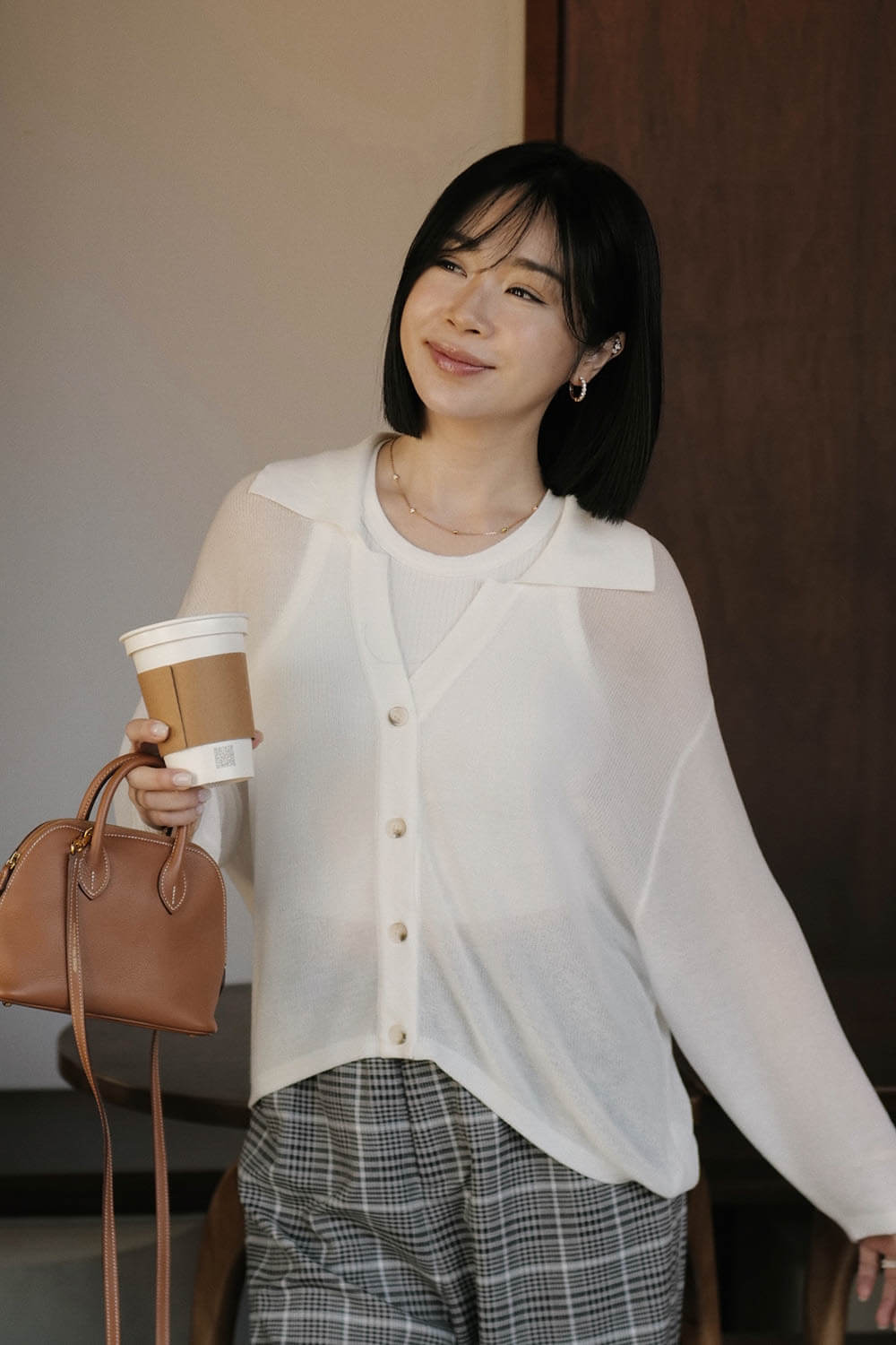 翻領開襟針織上衣