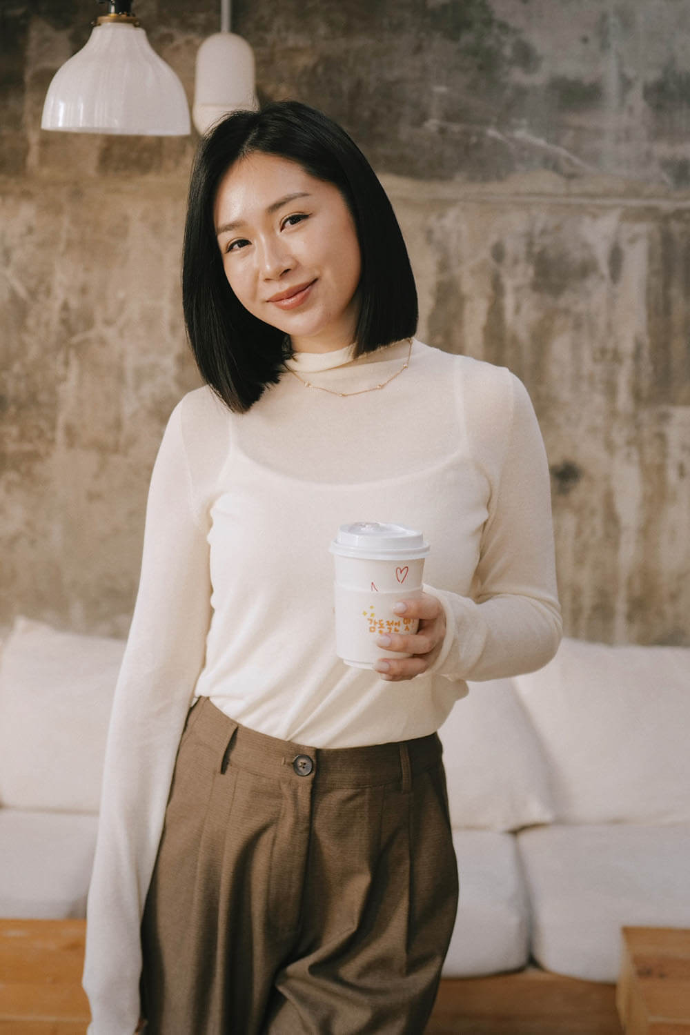 透膚高領針織上衣