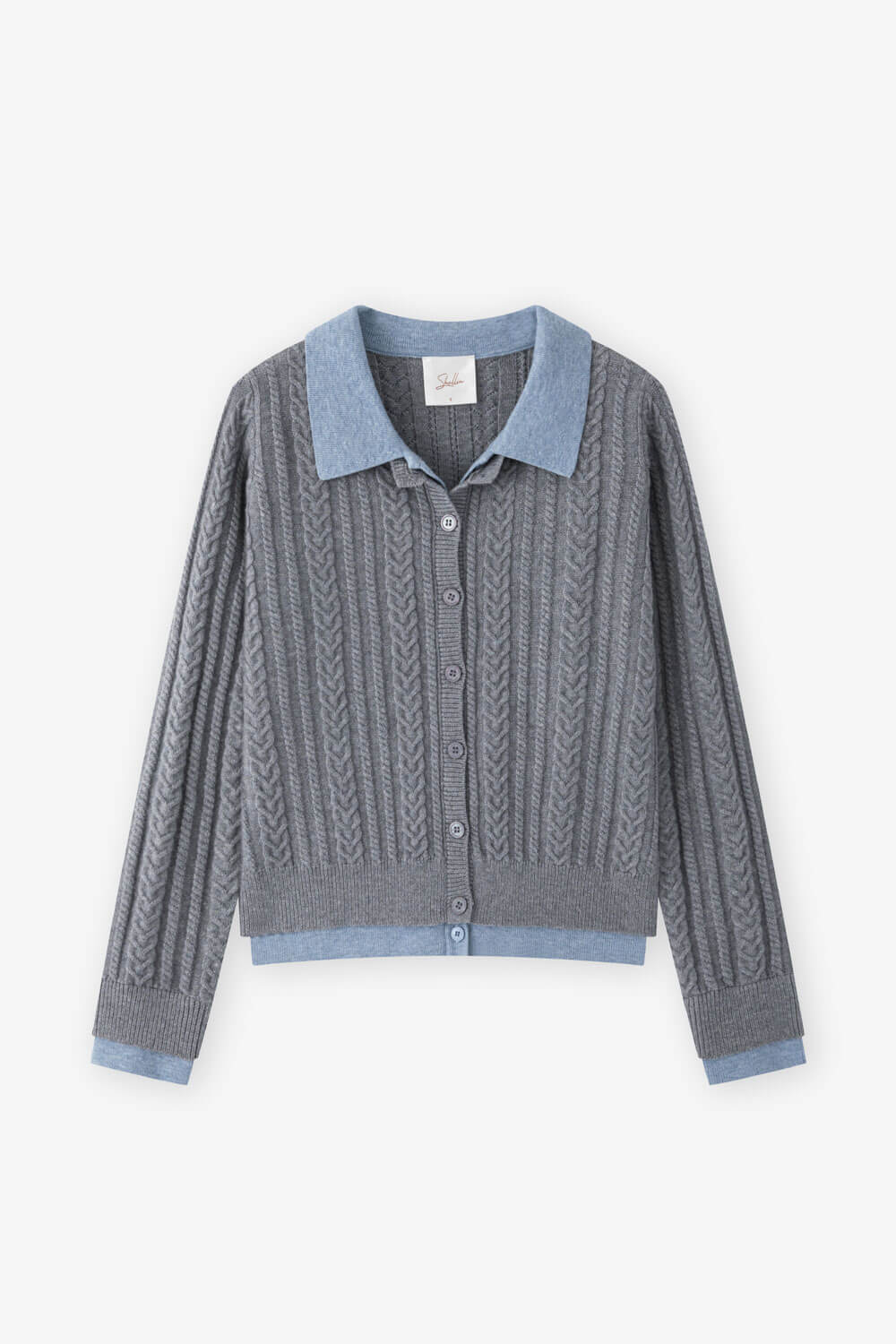 假兩件式翻領針織上衣