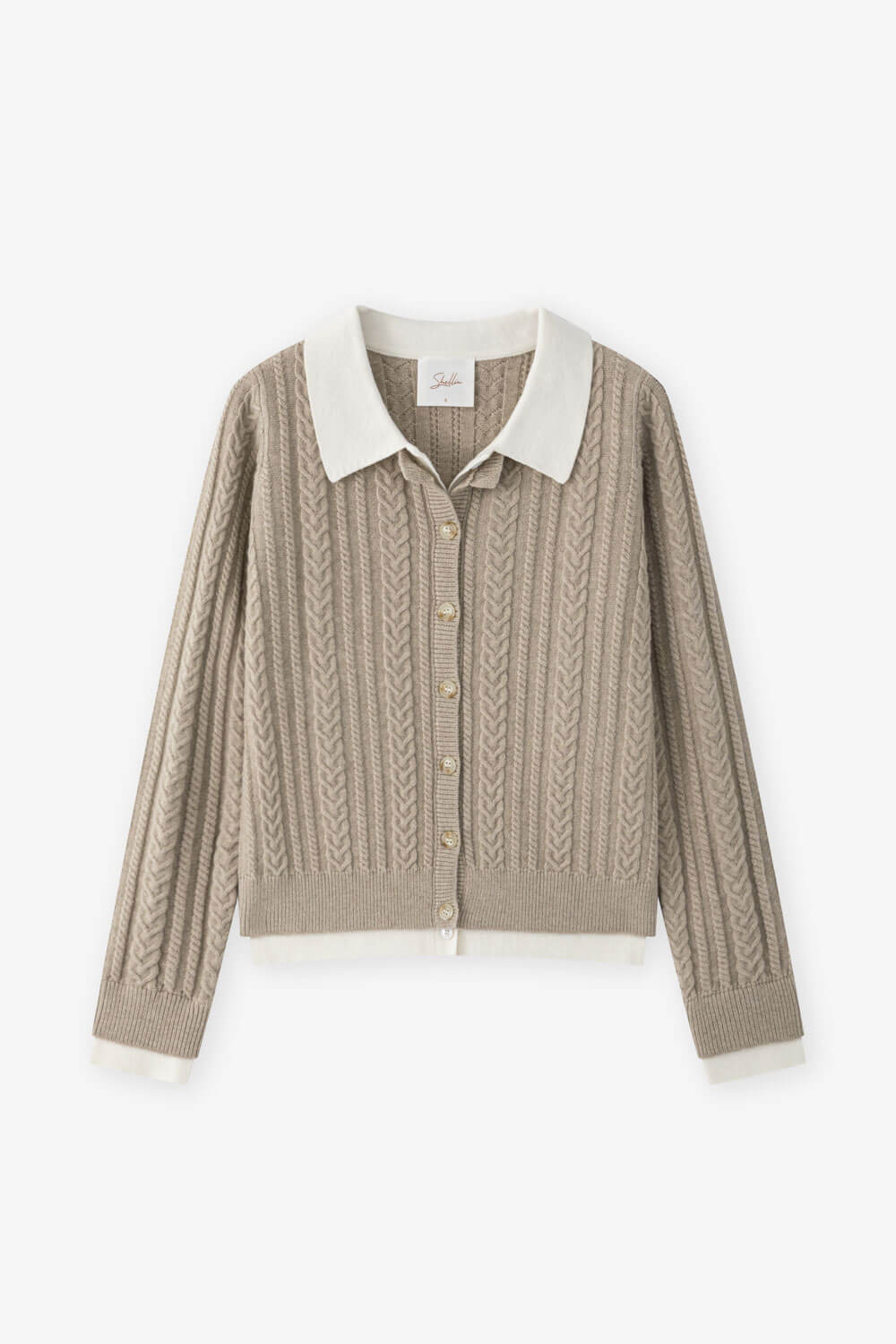 假兩件式翻領針織上衣