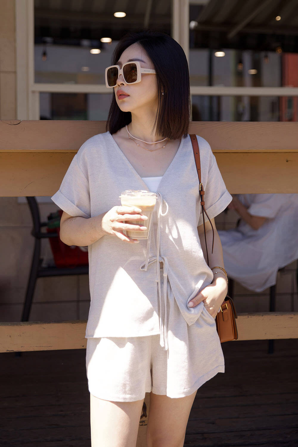 綁結寬鬆短褲套裝