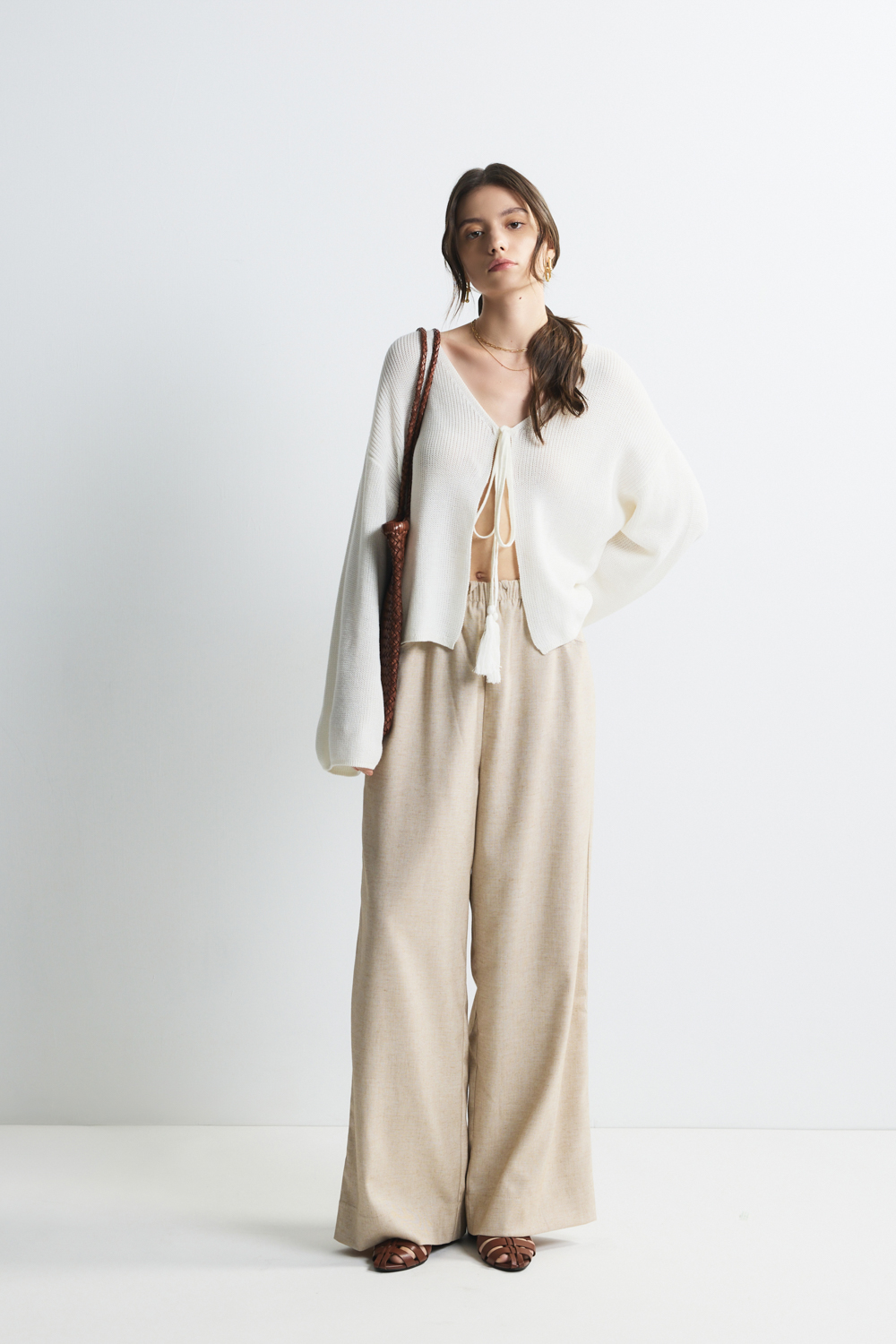 腰綁帶寬鬆長褲