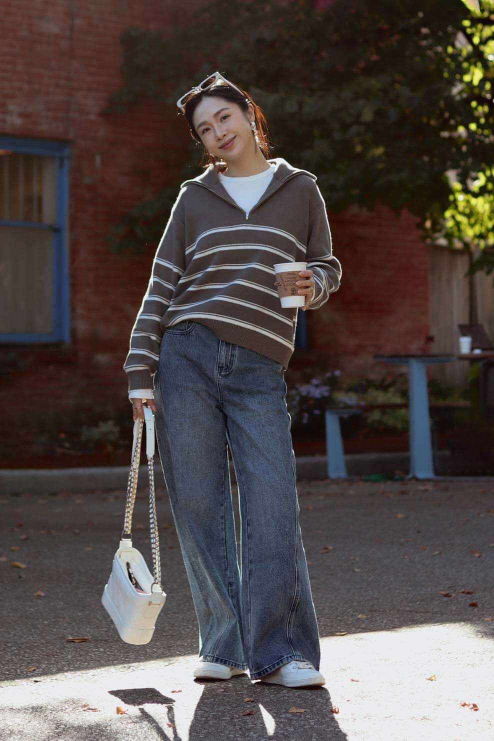 斜切線設計牛仔長褲 斜切線設計牛仔長褲