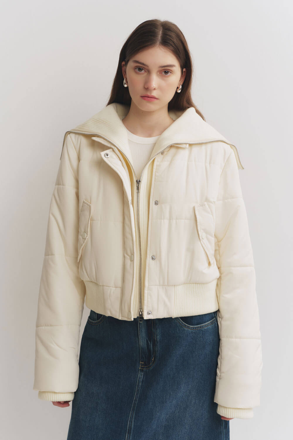 大翻領鋪棉外套