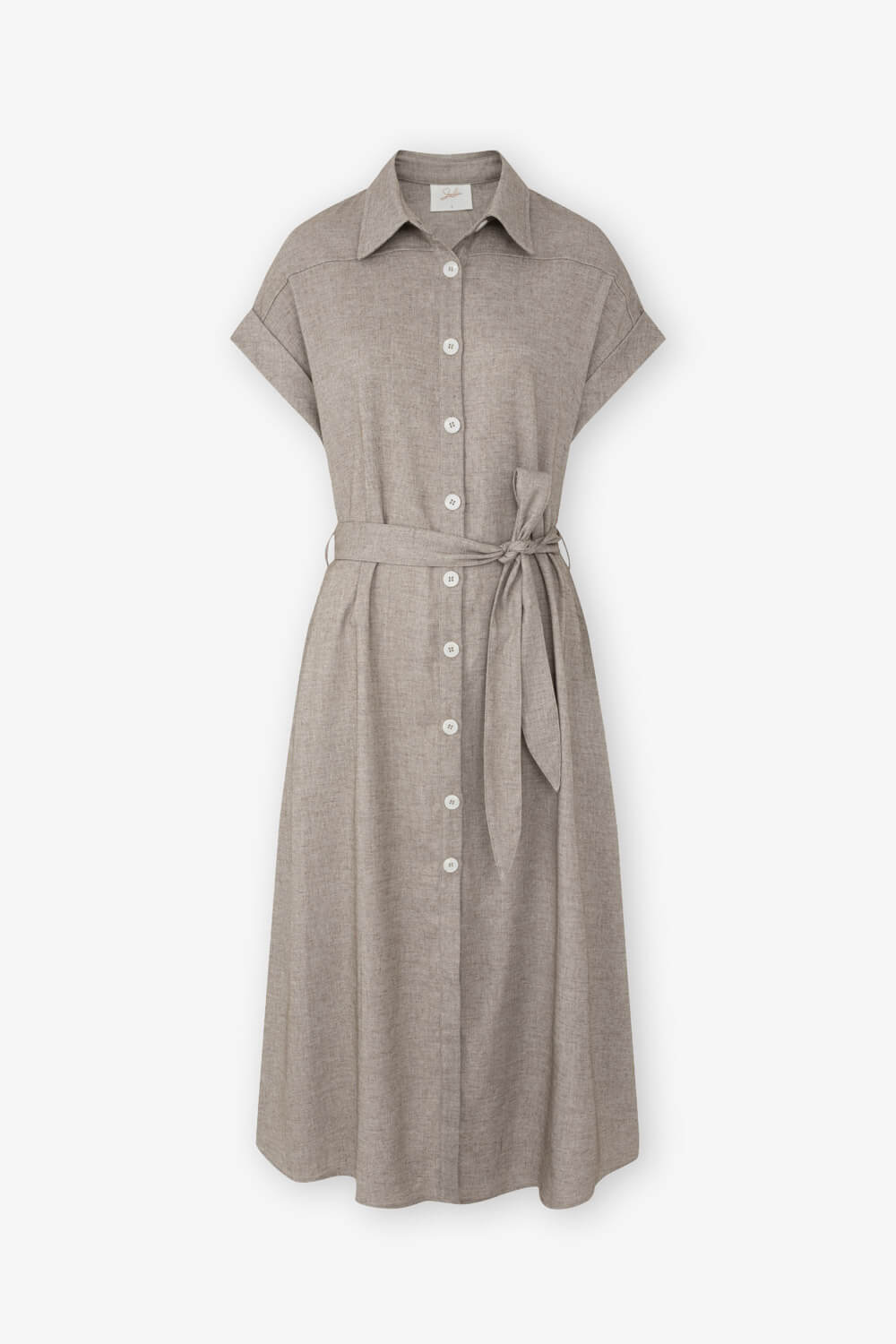 翻領綁帶長洋裝