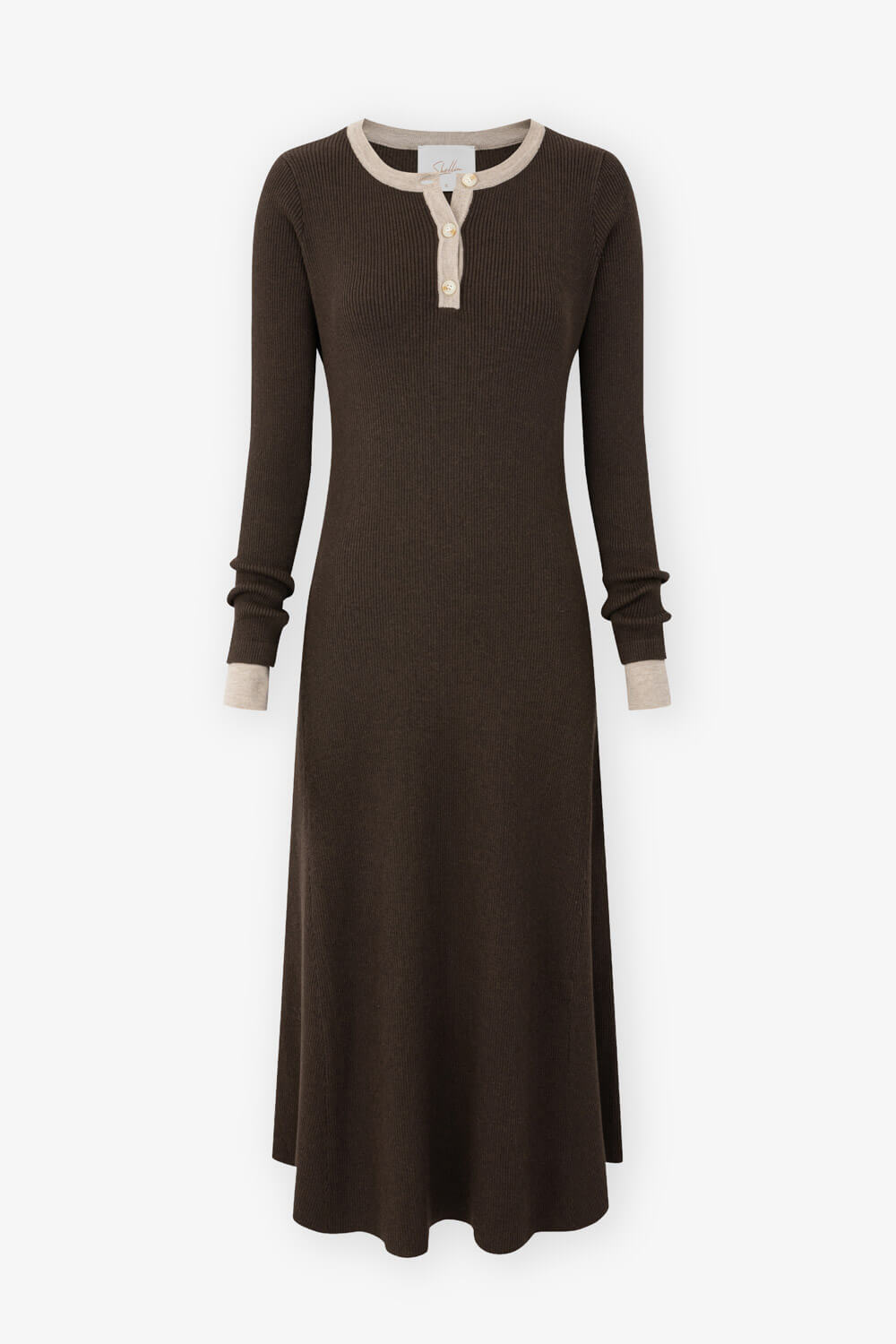 配色寬擺針織洋裝