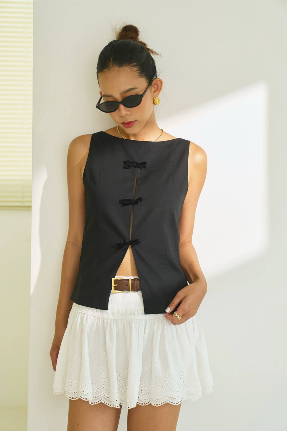 蝴蝶結飾無袖上衣