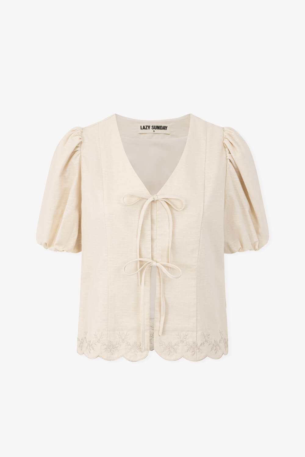 刺繡花瓣綁結上衣