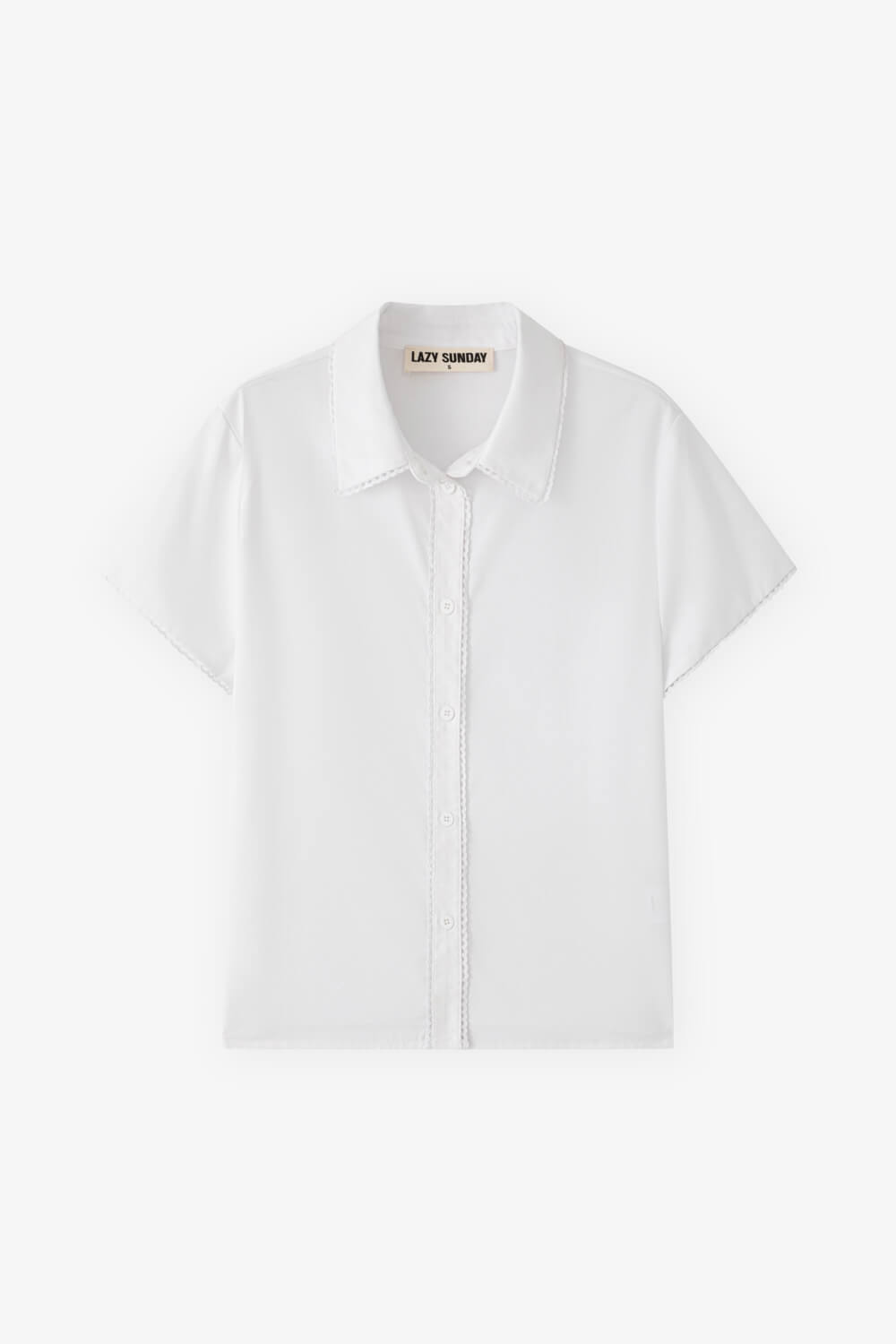 花邊裝飾短袖襯衫 花邊裝飾短袖襯衫