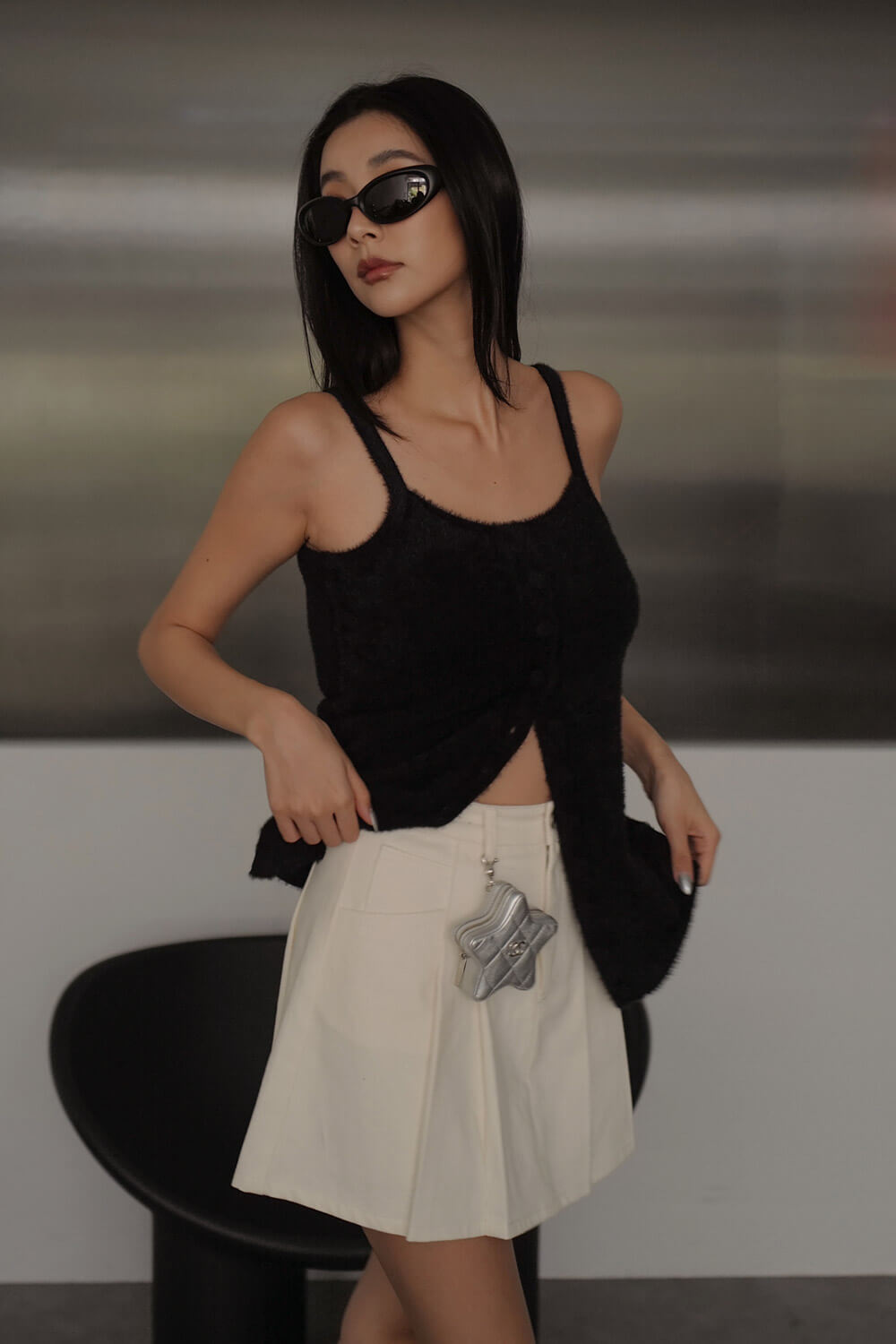 細肩帶針織背心