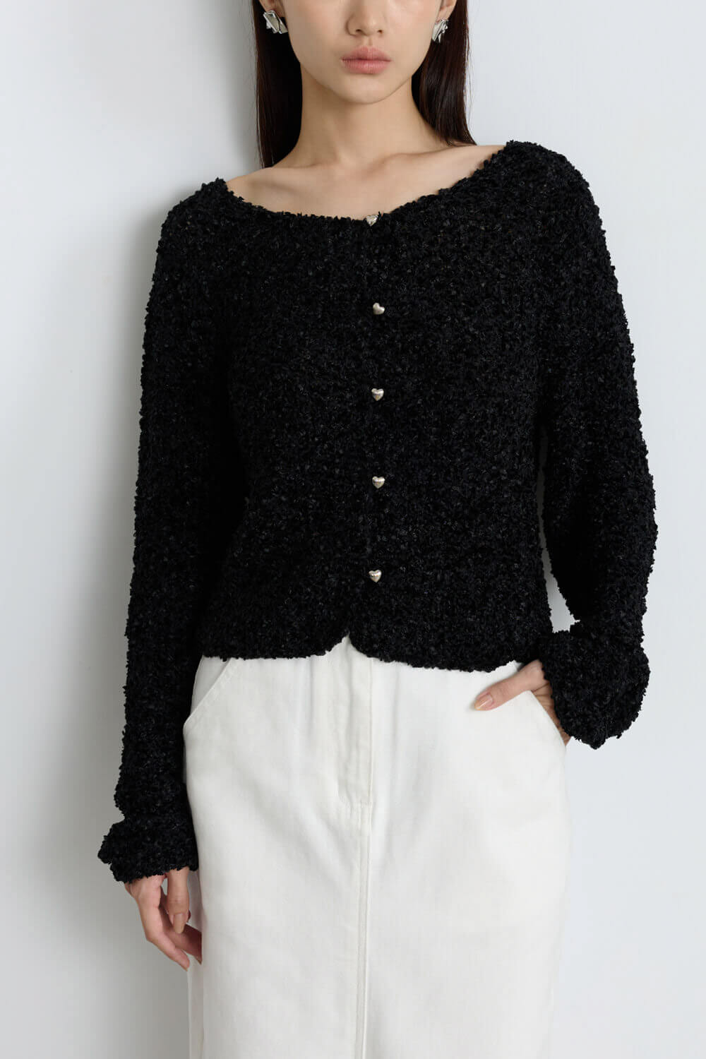 愛心釦開襟針織