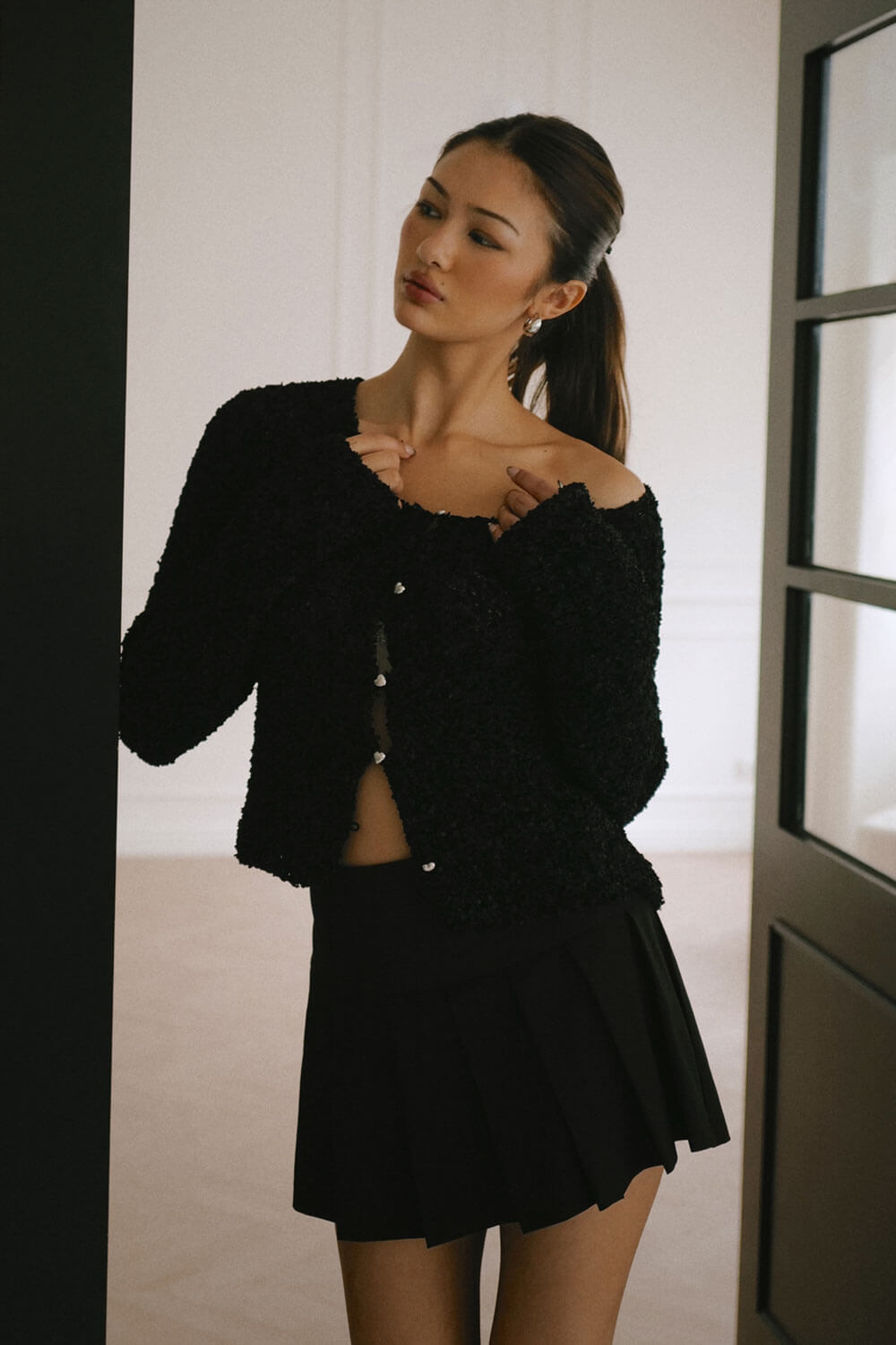 愛心釦開襟針織