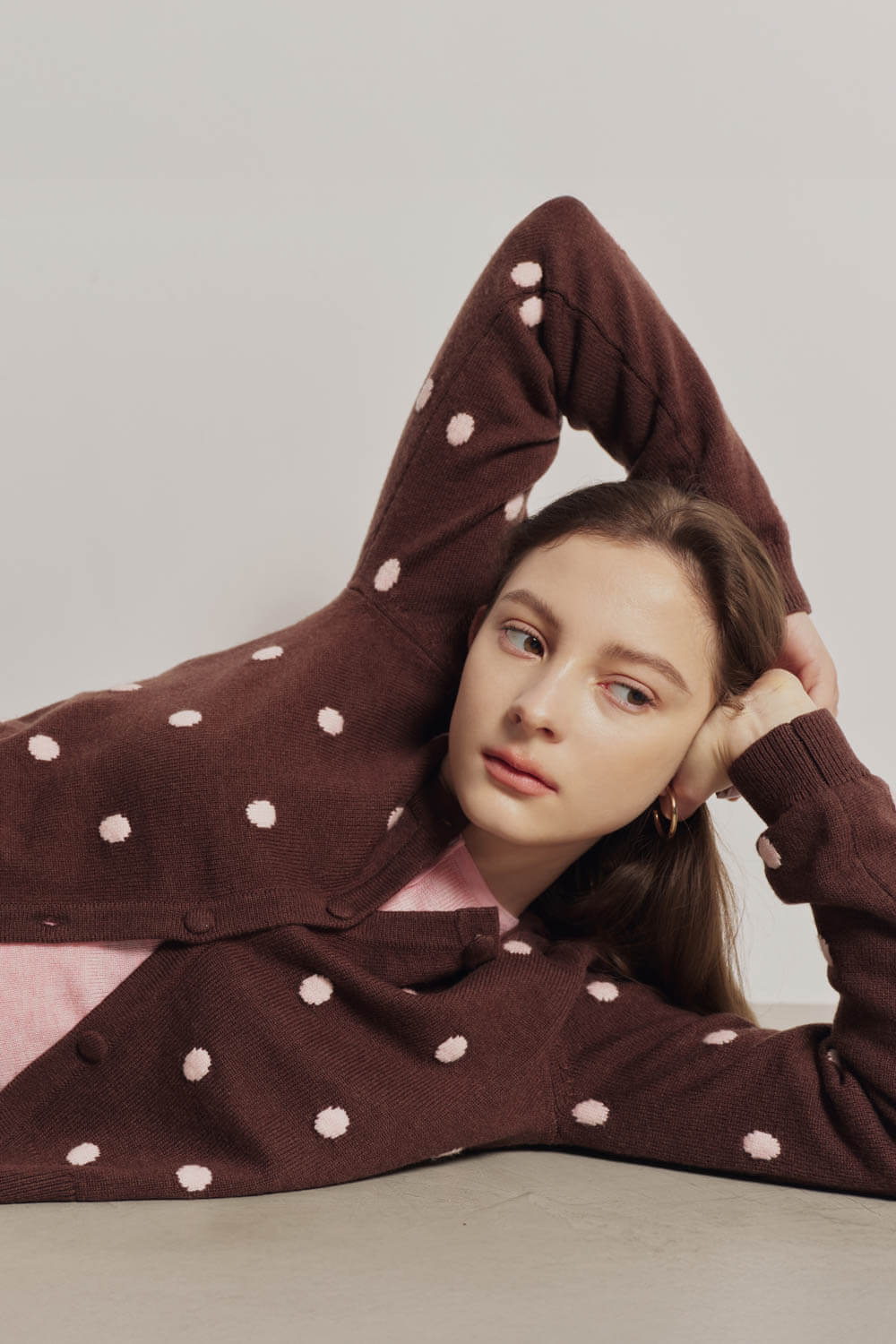 圓點提織針織外套