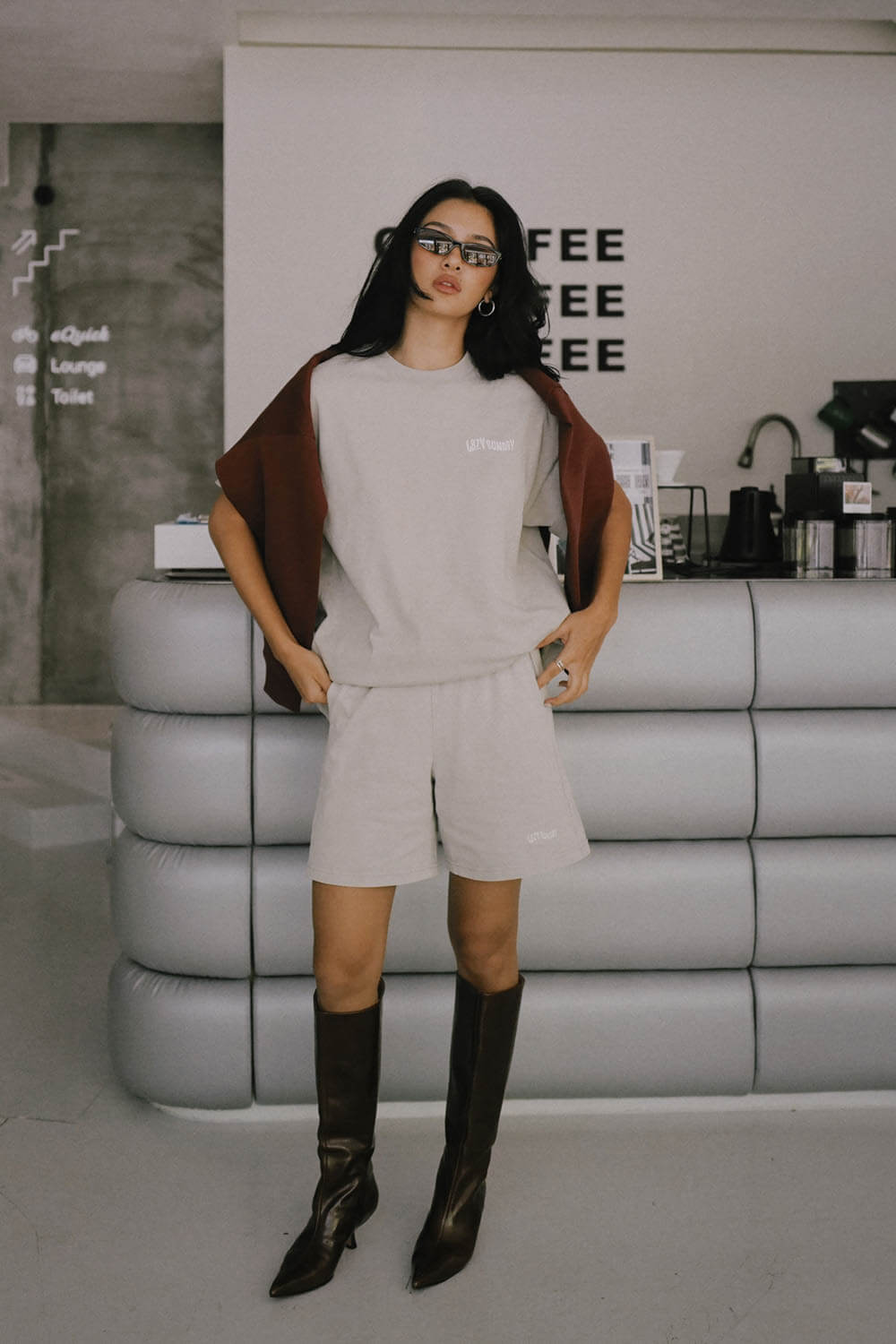 洗舊感刺繡休閒短褲