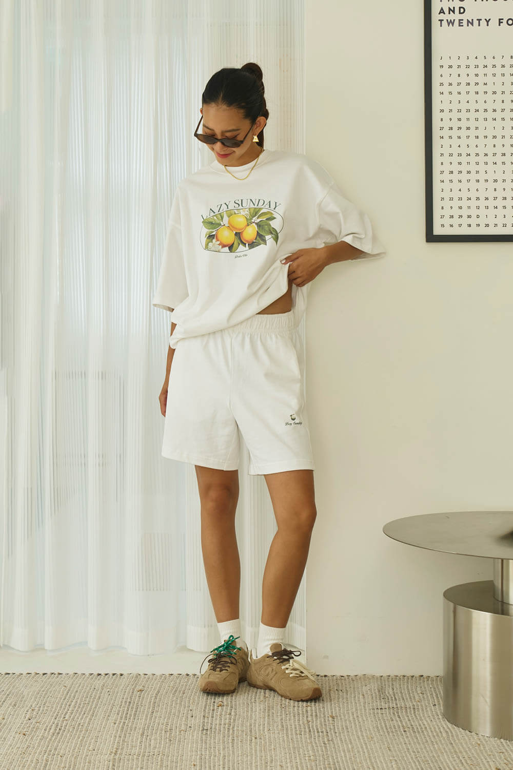 檸檬印花休閒短褲