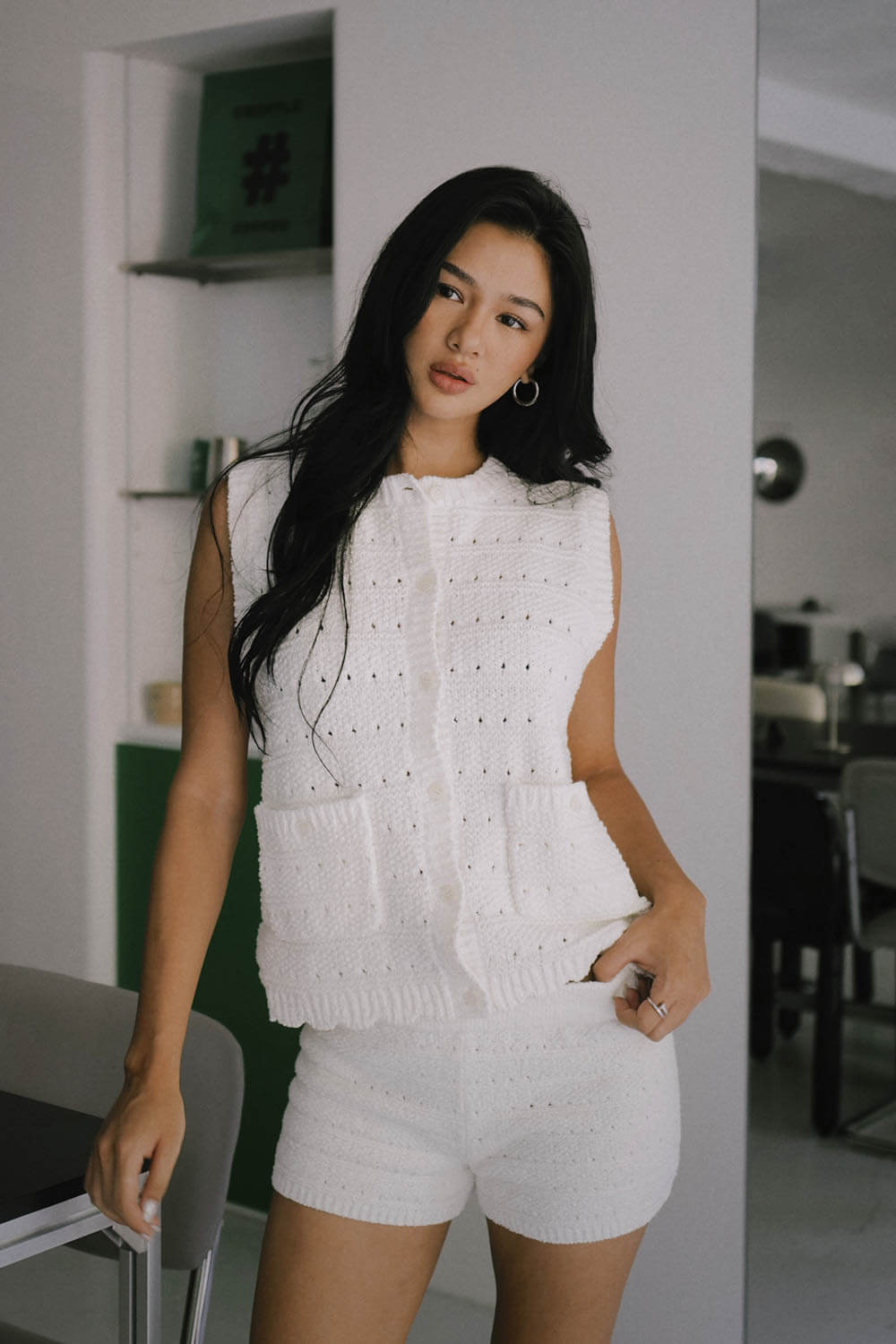 前開釦針織背心套裝 前開釦針織背心套裝