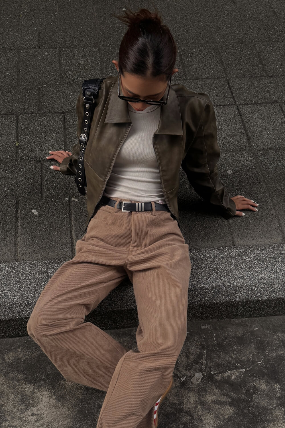 仿舊皮革拉鍊外套