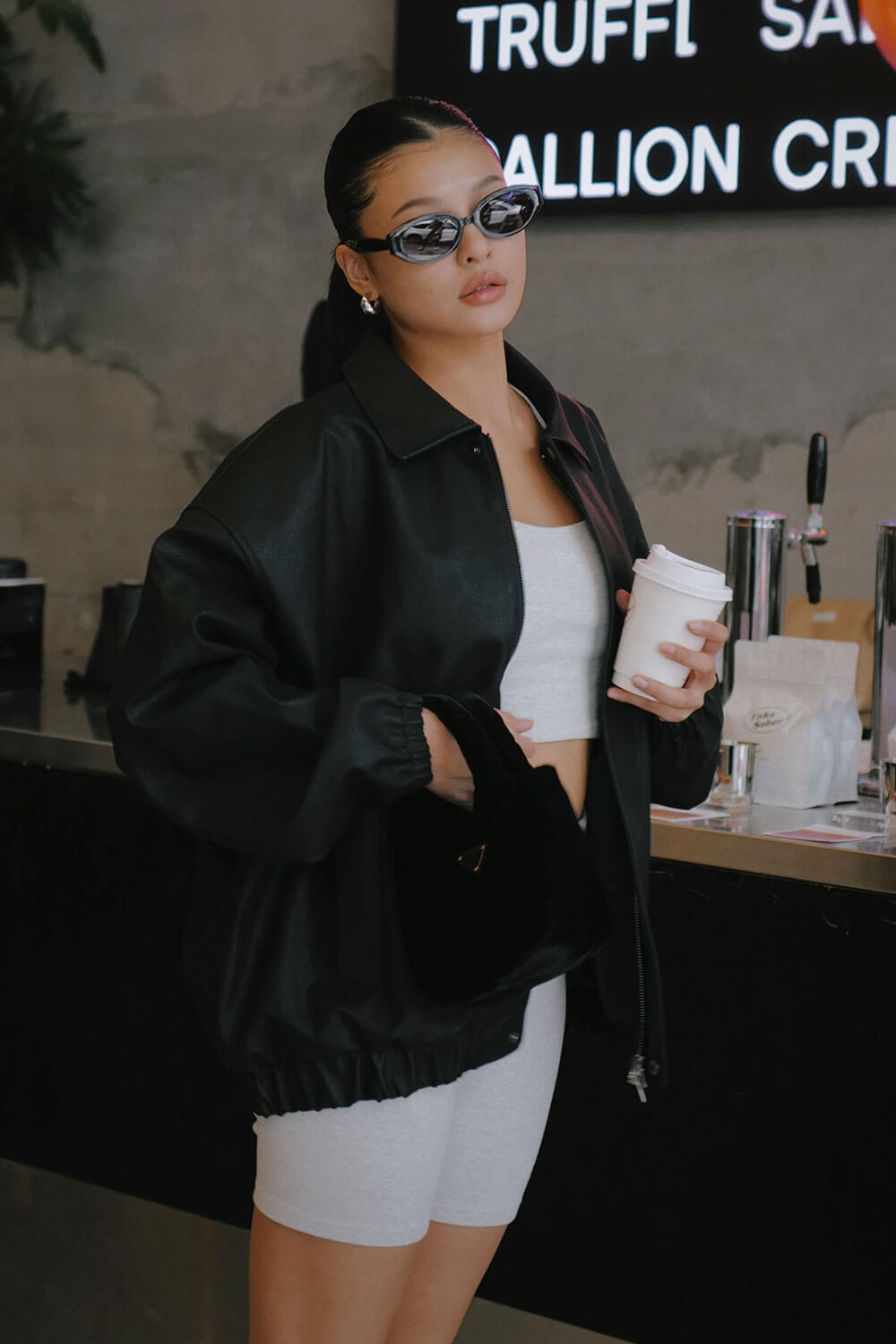 翻領仿皮革外套