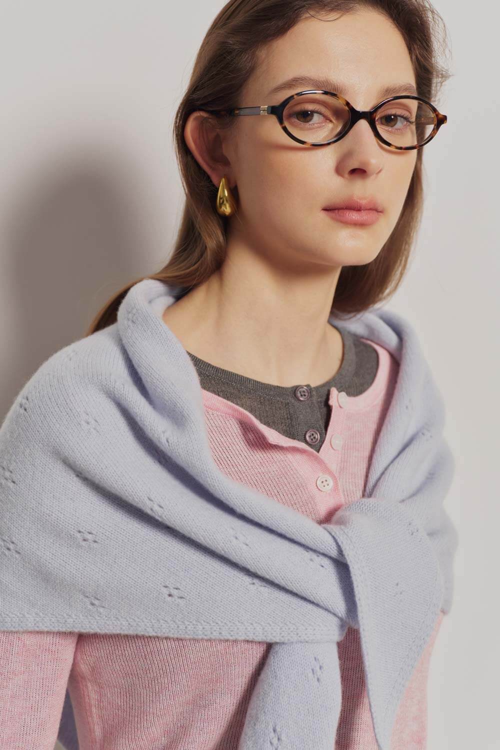 純羊毛緹花三角巾