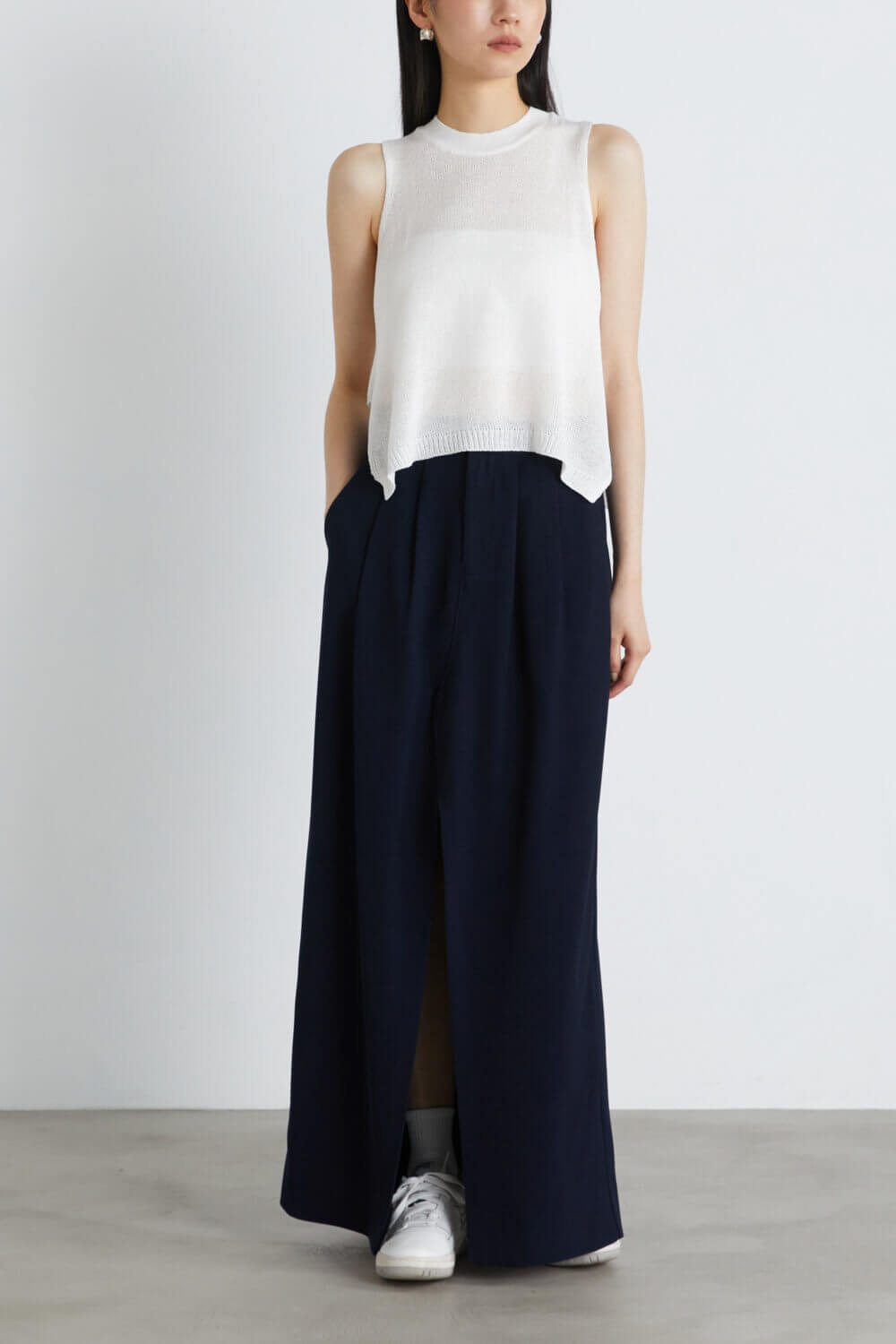 前開衩打折直筒裙