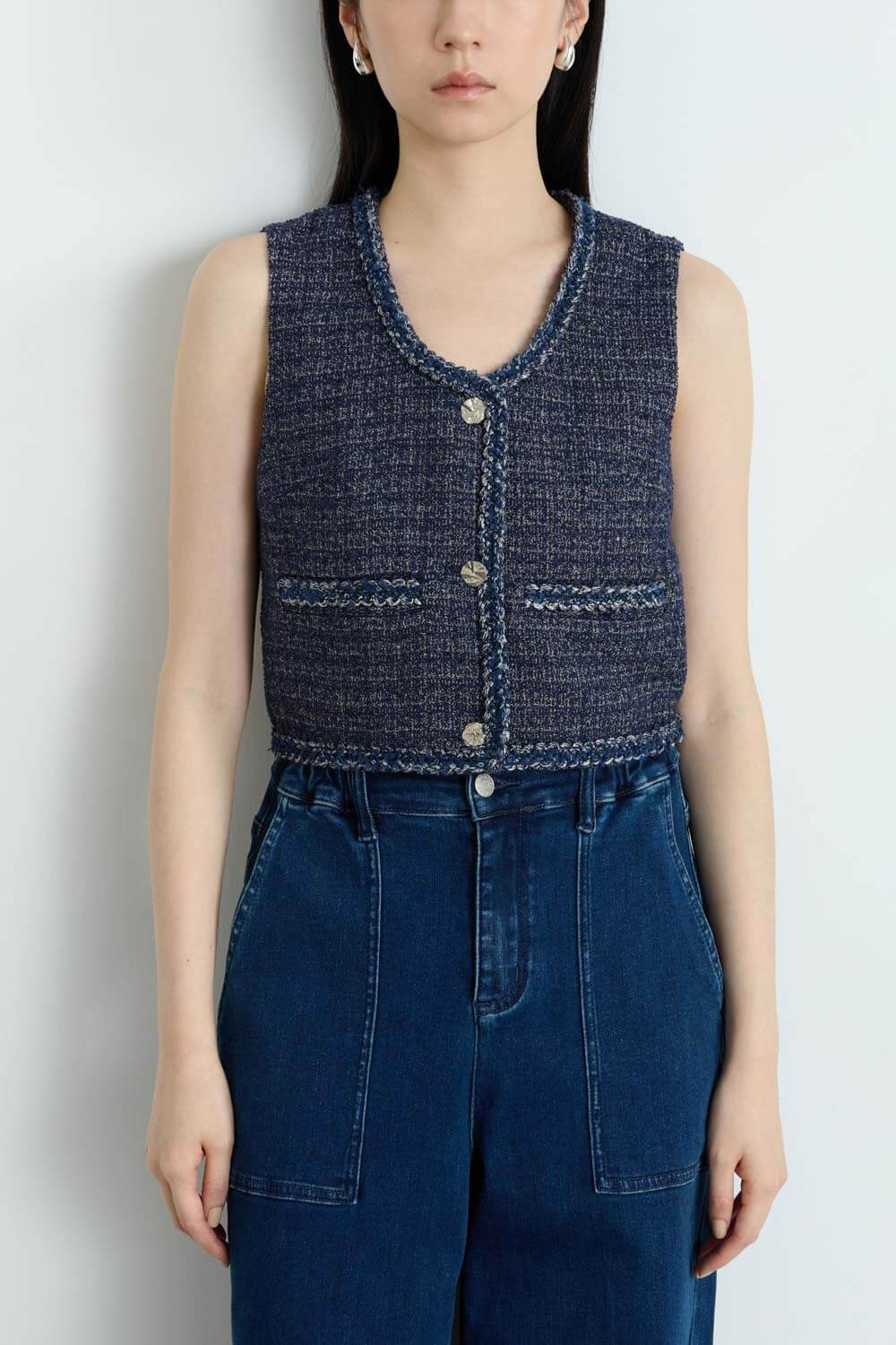 領鑲邊花呢背心