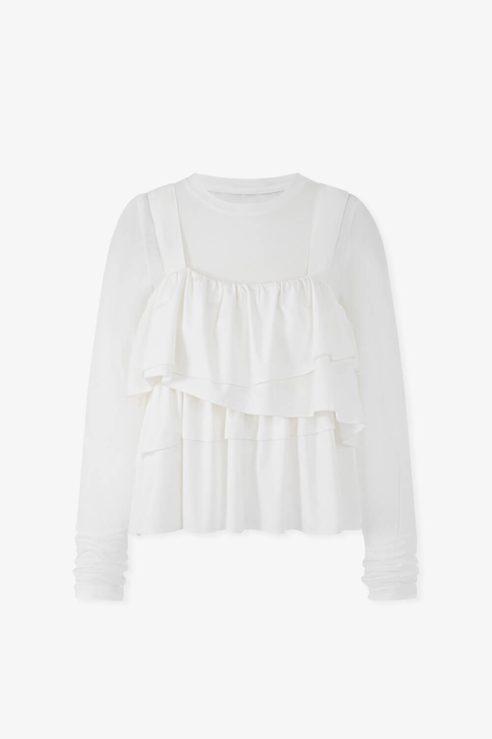 透膚上衣荷葉背心套組