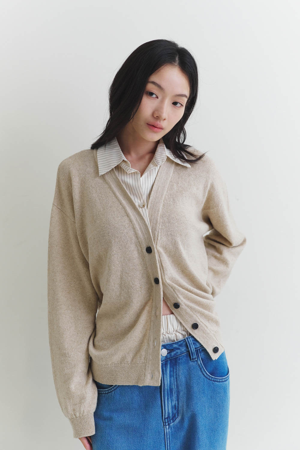 條紋拼接針織衫