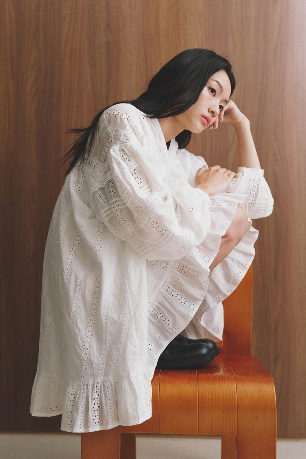 蕾絲花邊澎袖洋裝